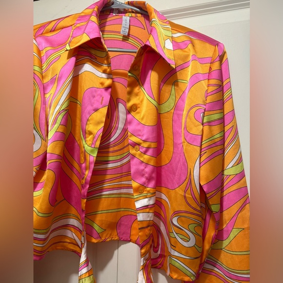 Colour Block Printed Blouse Size S NWOT - Picture 2 of 6